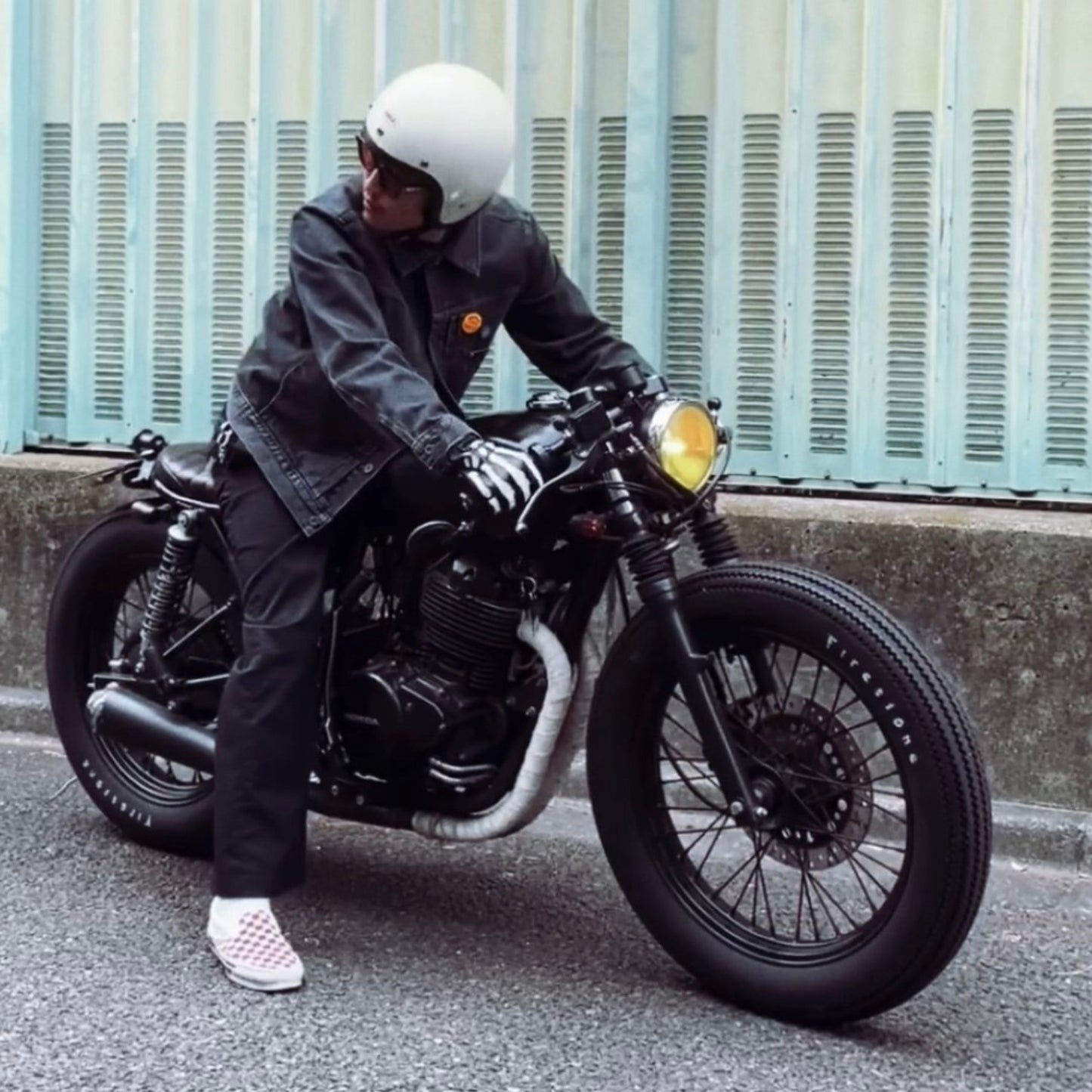 Skeleton motorcycle gloves for protection and style, durable gear with skeleton design for bikers.