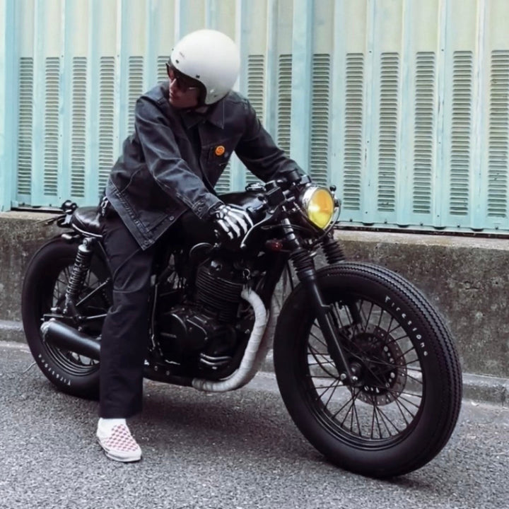 Skeleton motorcycle gloves for protection and style, durable gear with skeleton design for bikers.