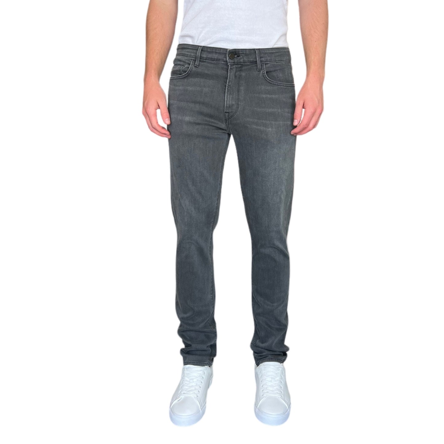 Steel washed athletic fit jeans for men, featuring a modern, slim fit and faded denim wash, perfect for casual wear.