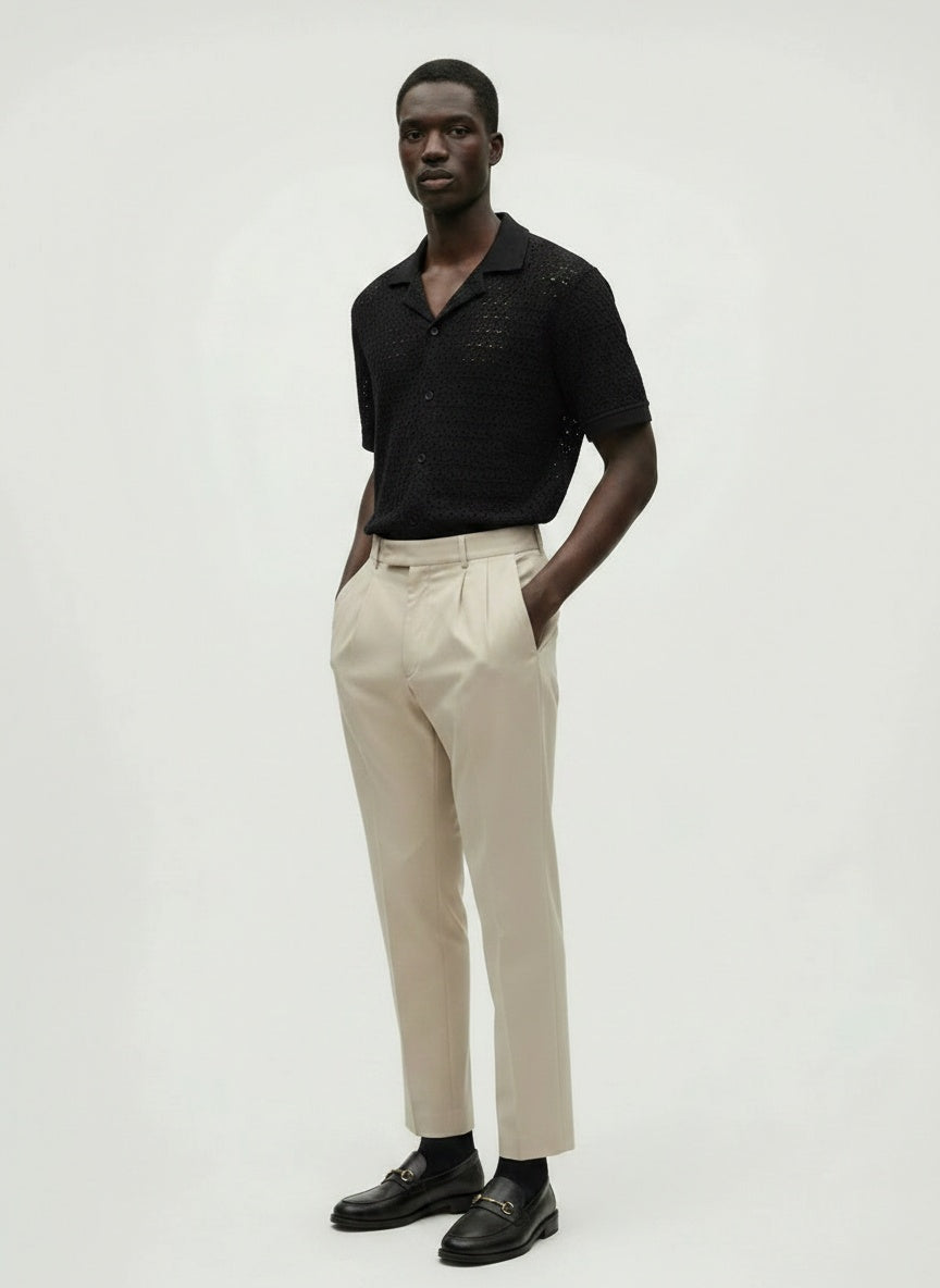 Sutton Textured Knit Camp Shirt - Midnight
