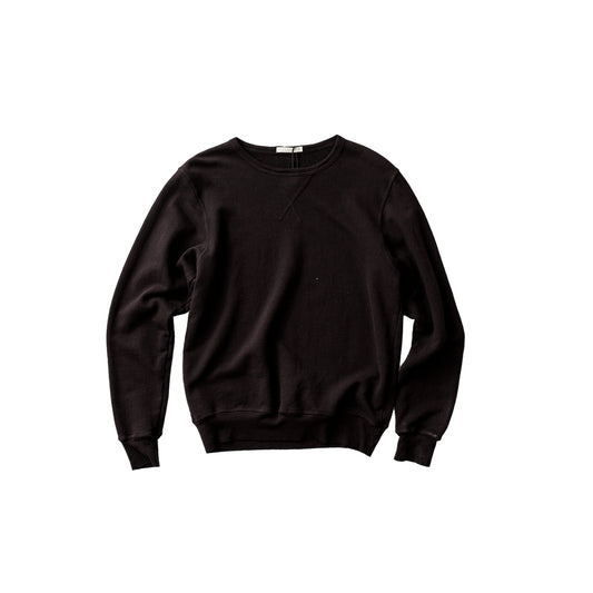Classic black vintage terry sweatshirt made from premium cotton, crafted in the USA, offering a soft, comfortable fit with a timeless, retro style.