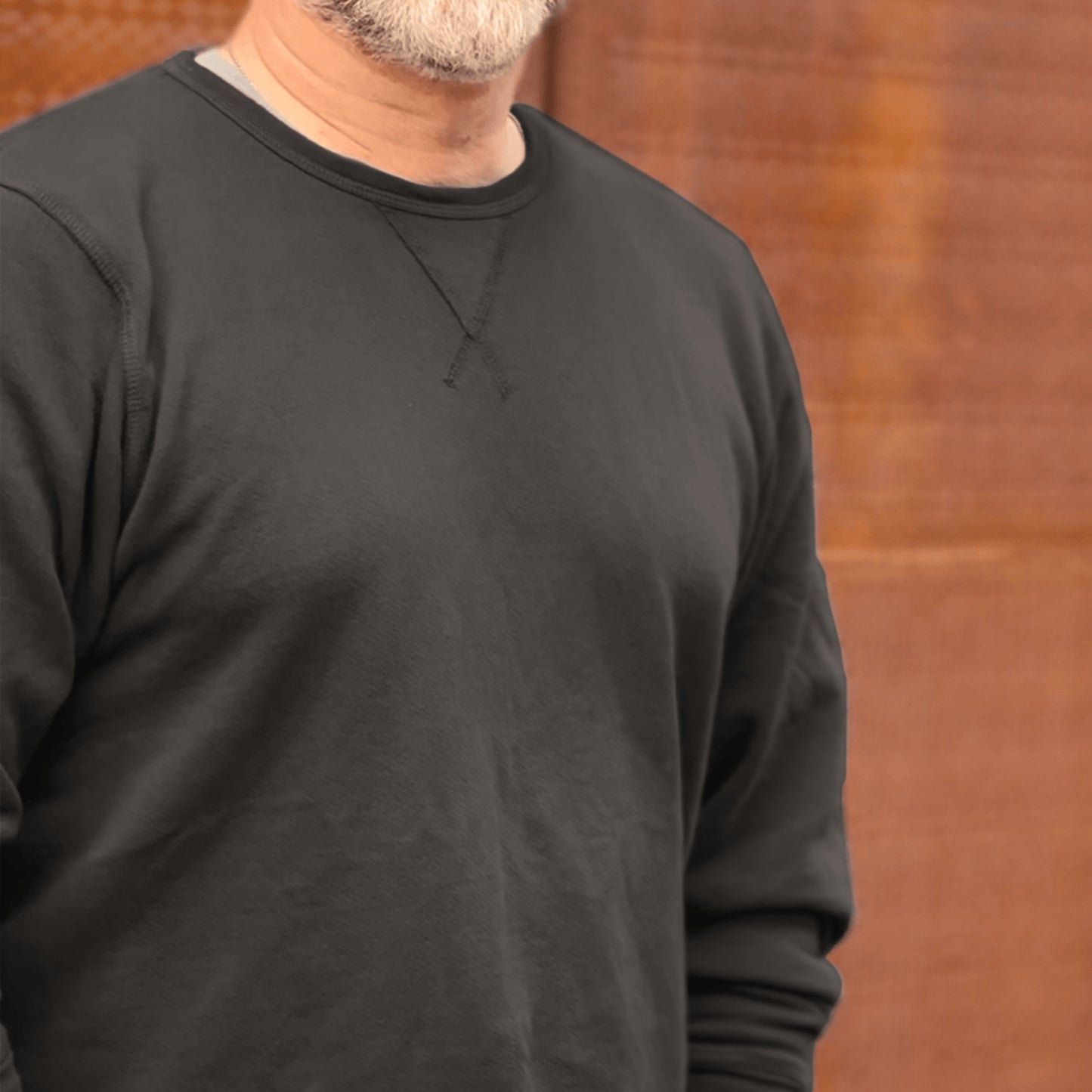 Classic black vintage terry sweatshirt made from premium cotton, crafted in the USA, offering a soft, comfortable fit with a timeless, retro style.