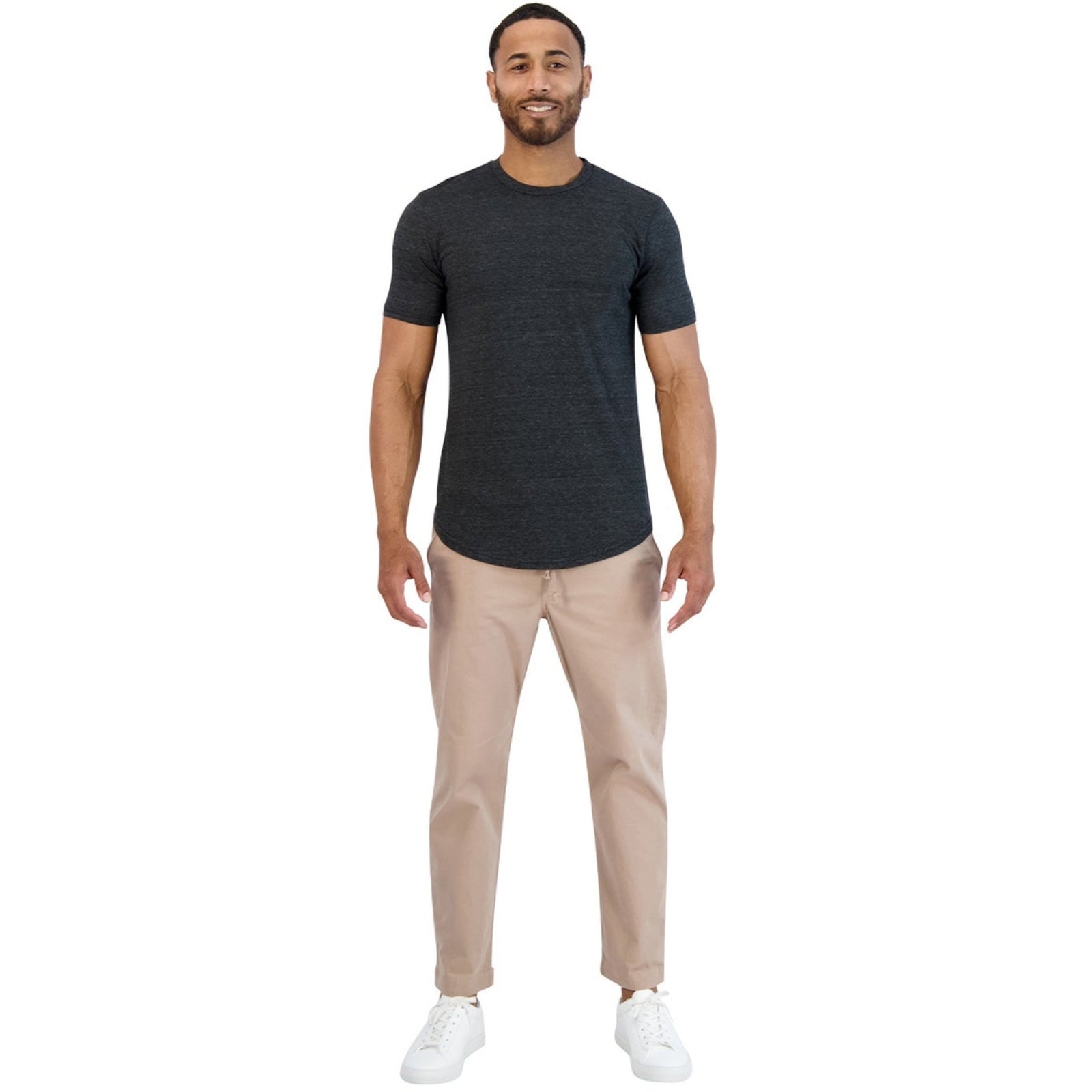 Black tri-blend tee, soft and lightweight casual t-shirt for men.