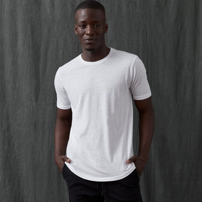 White tri-blend tee, soft and lightweight casual t-shirt for men.