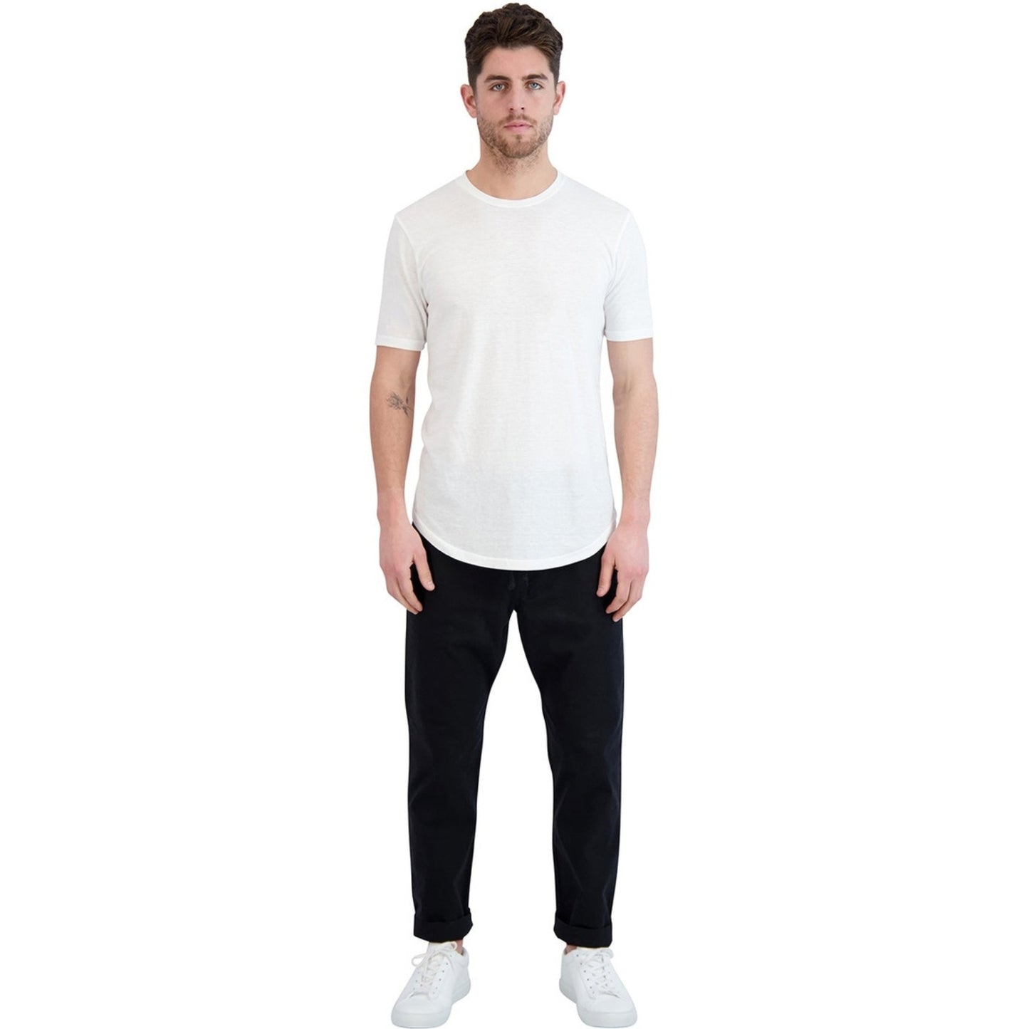 White tri-blend tee, soft and lightweight casual t-shirt for men.