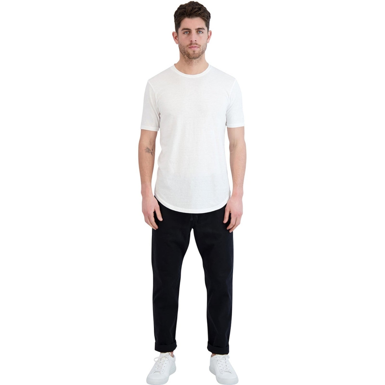 White tri-blend tee, soft and lightweight casual t-shirt for men.