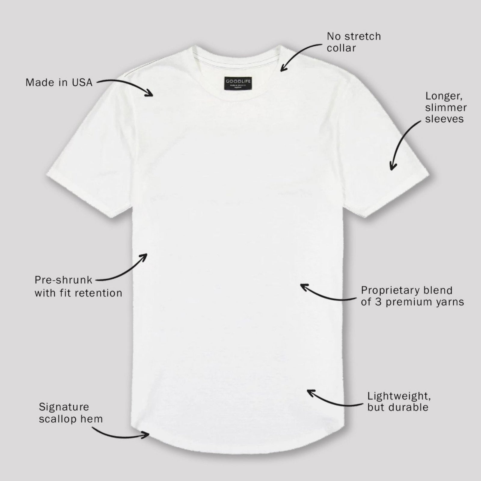 White tri-blend tee, soft and lightweight casual t-shirt for men.