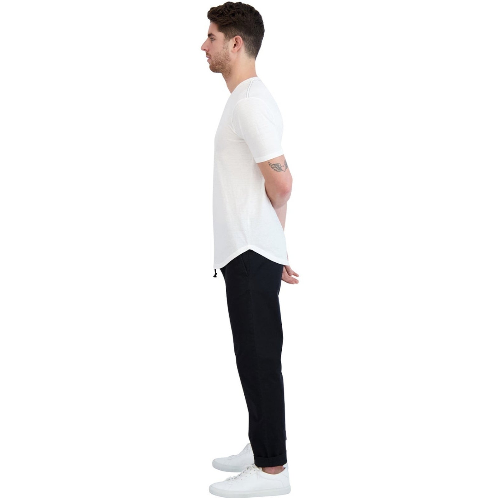 White tri-blend tee, soft and lightweight casual t-shirt for men.