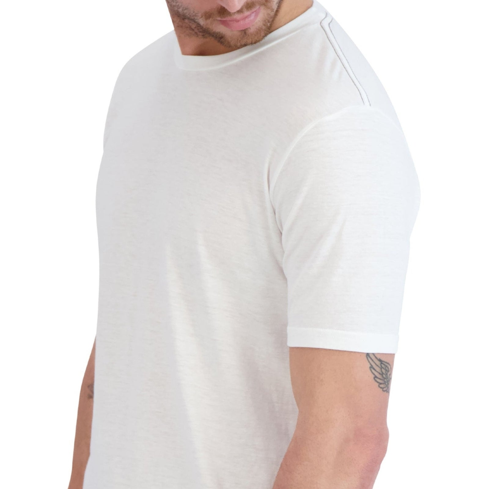 White tri-blend tee, soft and lightweight casual t-shirt for men.