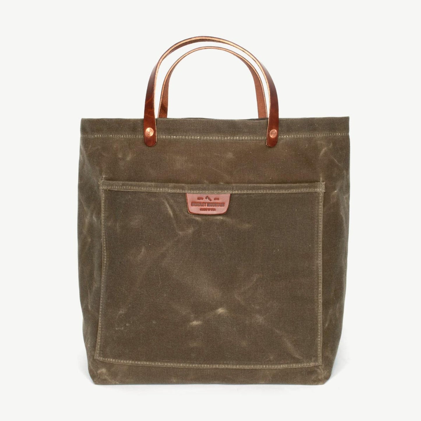 Sturdy waxed duck canvas tote bag with a rugged, featuring comfortable handles and a spacious interior for everyday use.