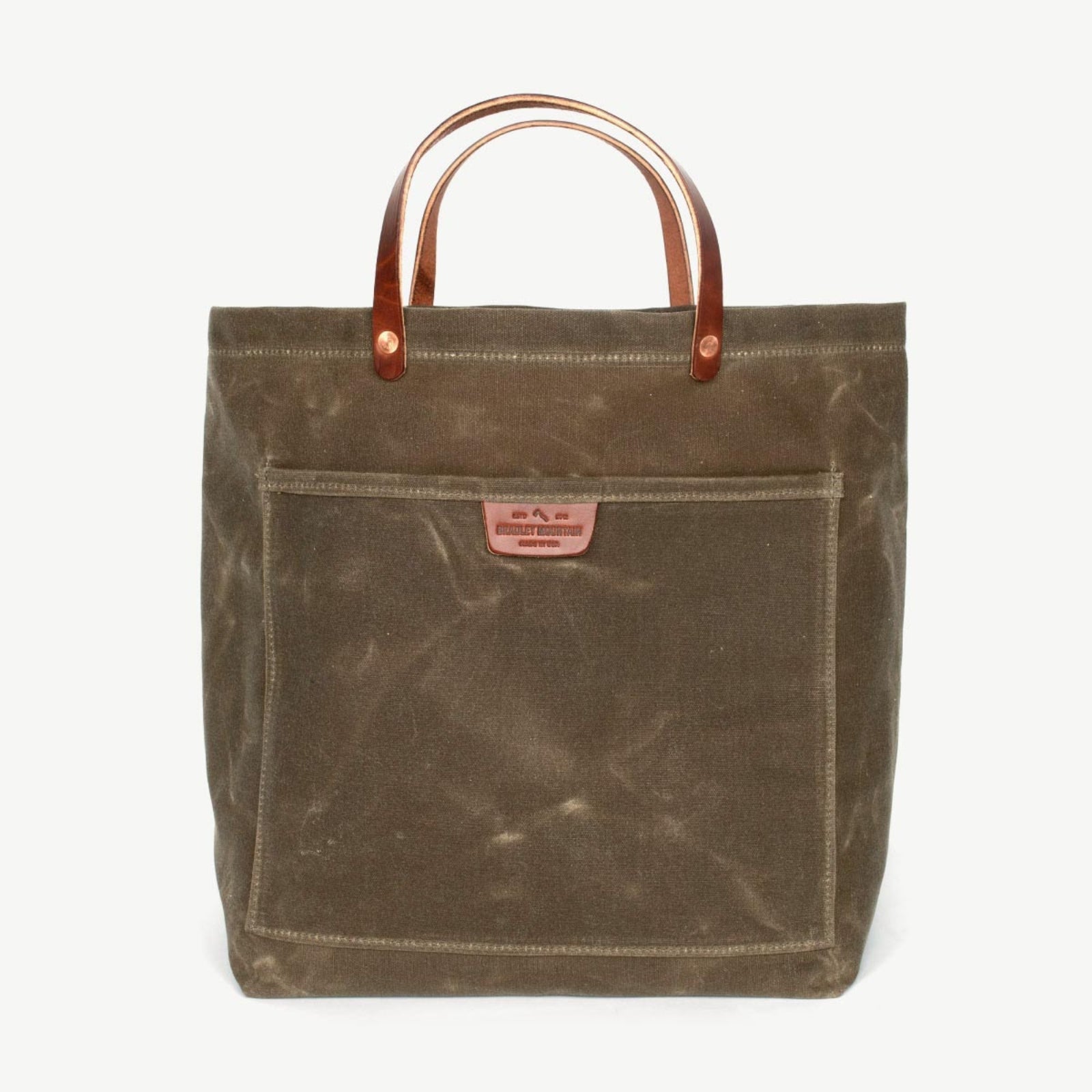 Sturdy waxed duck canvas tote bag with a rugged, featuring comfortable handles and a spacious interior for everyday use.