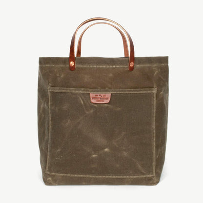 Sturdy waxed duck canvas tote bag with a rugged, featuring comfortable handles and a spacious interior for everyday use.